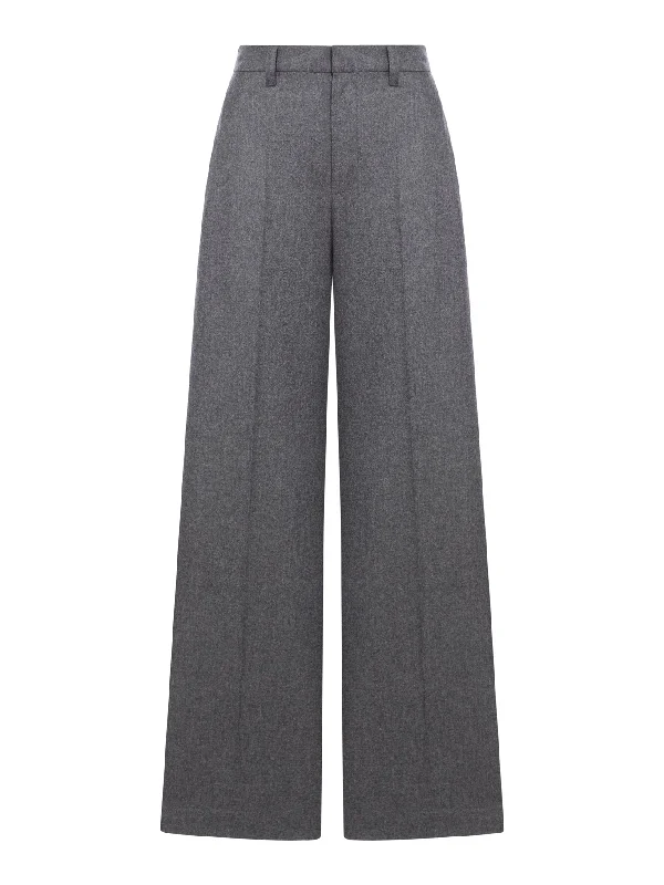 Loose trousers in virgin wool and cashmere flannel Trousers Running Lightweight