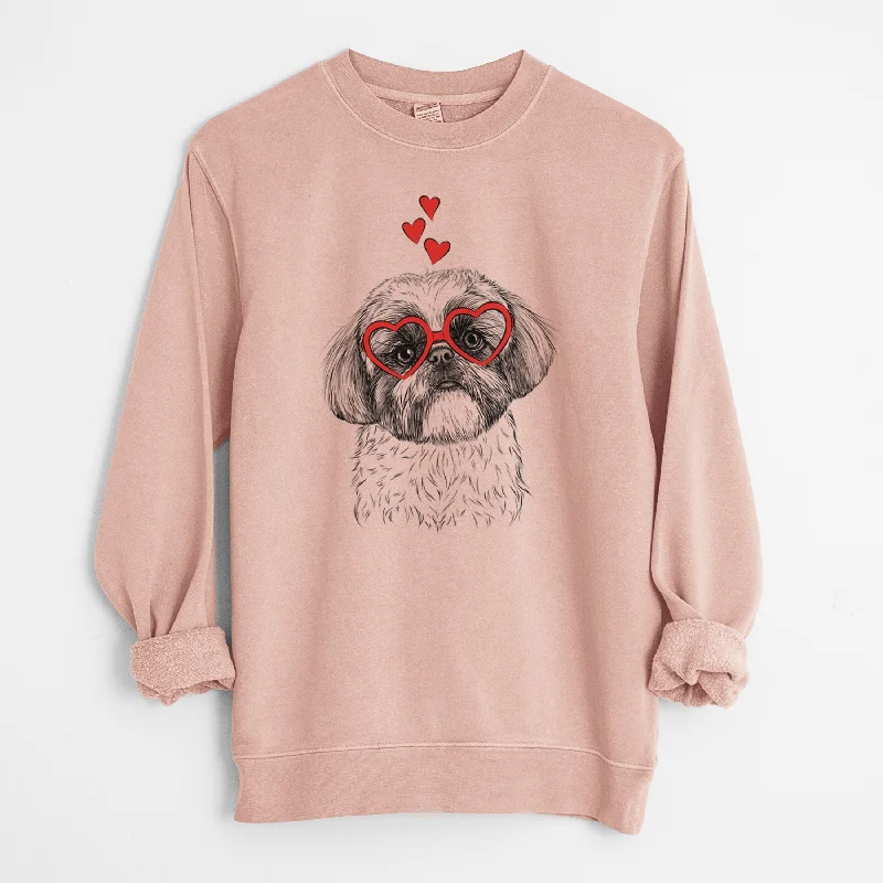 Valentine Simon the Shih Tzu - Unisex Pigment Dyed Crew Sweatshirt Graphic Hoodie Design Print