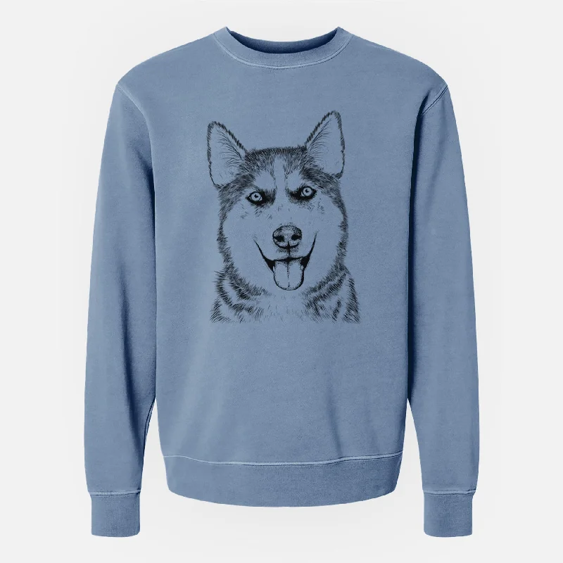 Bare Sesi the Siberian Husky - Unisex Pigment Dyed Crew Sweatshirt Hoodie with Metallic Shiny Futuristic Bare Sesi the Siberian Husky - Unisex Pigment Dyed Crew Sweatshirt Hoodie with Metallic Shiny Futuristic
