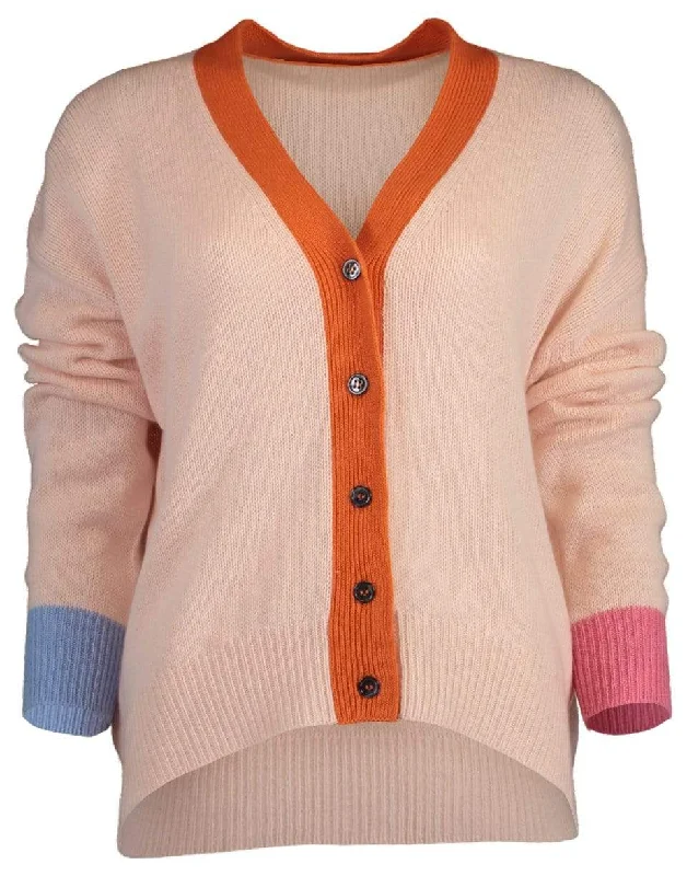 Colorblock Boyfriend Cardigan Boat Neck Shawl Collar Notched Collar