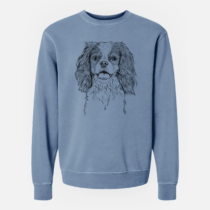 Bare Poppy the Cavalier King Charles Spaniel - Unisex Pigment Dyed Crew Sweatshirt Hoodie with Thumb Holes Functional Cozy Bare Poppy the Cavalier King Charles Spaniel - Unisex Pigment Dyed Crew Sweatshirt Hoodie with Thumb Holes Functional Cozy