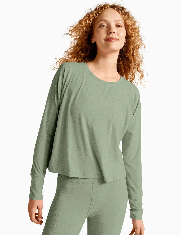 Featherweight Daydreamer Pullover - Minty Slate Heather Surplice Neck Pullover