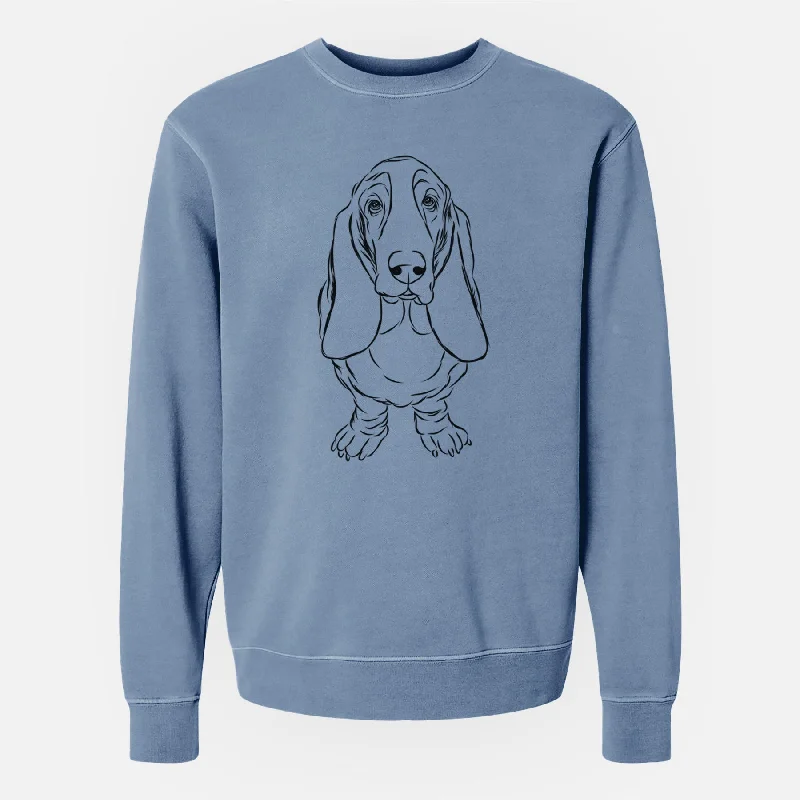 Bare Charlie the Basset Hound - Unisex Pigment Dyed Crew Sweatshirt Hoodie with Side Slits Relaxed Casual Bare Charlie the Basset Hound - Unisex Pigment Dyed Crew Sweatshirt Hoodie with Side Slits Relaxed Casual