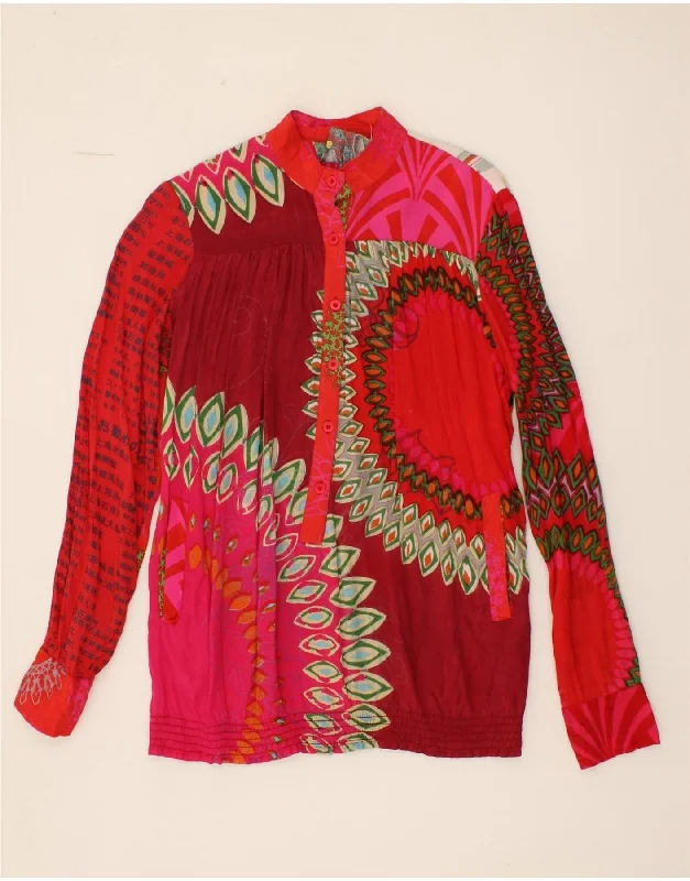 DESIGUAL Womens Abstract Pattern Pullover Shirt UK 14 Medium Multicoloured dolman Sleeve Top