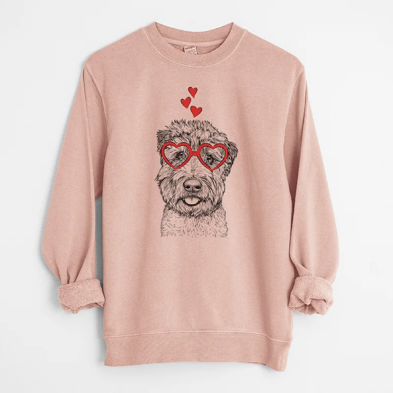 Valentine Milton the Soft Coated Wheaten Terrier - Unisex Pigment Dyed Crew Sweatshirt Hoodie with Side Slits Relaxed Casual