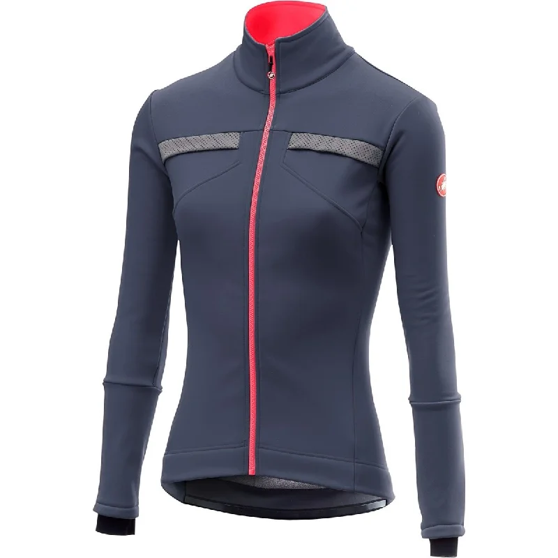 Castelli Women's Dinamica Jacket - Blue Herringbone Jacket Checkered Jacket Solid Jacket