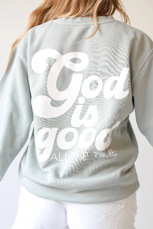 Sage God Is Good All The Time Sweatshirt Hoodie with Belted Waist Structured Tailored Sage God Is Good All The Time Sweatshirt Hoodie with Belted Waist Structured Tailored