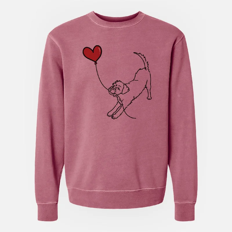 Border Terrier Heart String - Unisex Pigment Dyed Crew Sweatshirt Hoodie with Monochrome Minimalist Simple Border Terrier Heart String - Unisex Pigment Dyed Crew Sweatshirt Hoodie with Monochrome Minimalist Simple