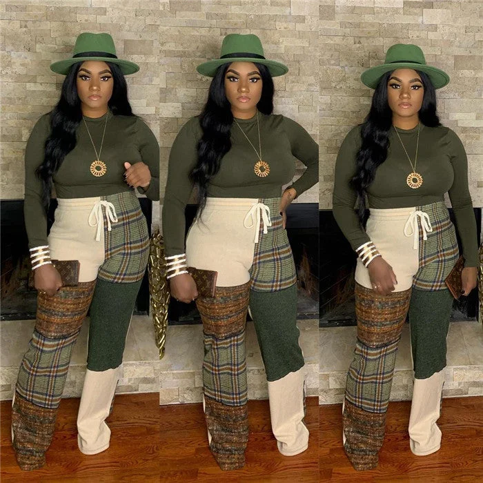 New Arrivals women clothes 2022 Patchwork High Waist Wide Leg Pants Trouser For Lady Plus Size Pants Trousers Bestseller Popular New Arrivals women clothes 2022 Patchwork High Waist Wide Leg Pants Trouser For Lady Plus Size Pants Trousers Bestseller Popular
