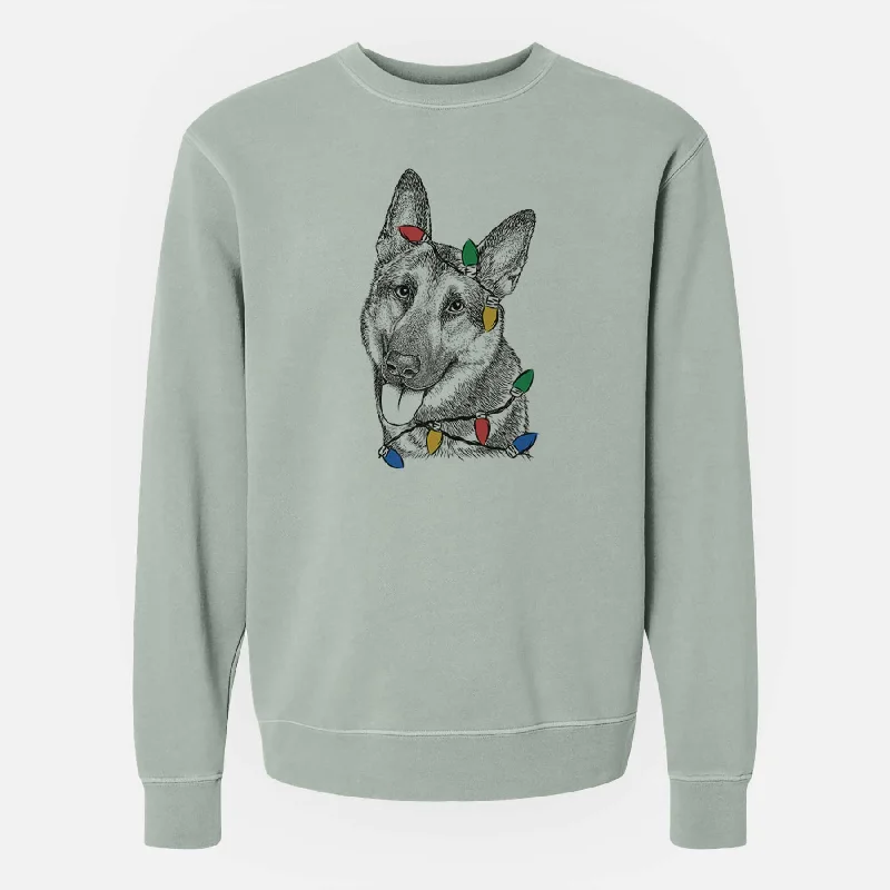 Christmas Lights Whitaker the German Shepherd - Unisex Pigment Dyed Crew Sweatshirt Hoodie with Pattern Geometric Abstract Christmas Lights Whitaker the German Shepherd - Unisex Pigment Dyed Crew Sweatshirt Hoodie with Pattern Geometric Abstract