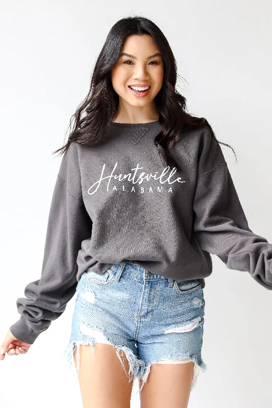Charcoal Huntsville Alabama Sweatshirt Hoodie with Hem Lace Feminine Delicate