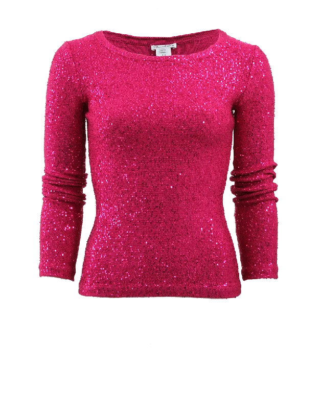 Pailette Knit Top Modern Knit Blouse