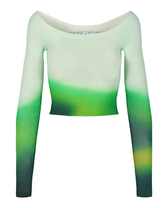 Blurred Seamless Knit Top Party Knit Blouse