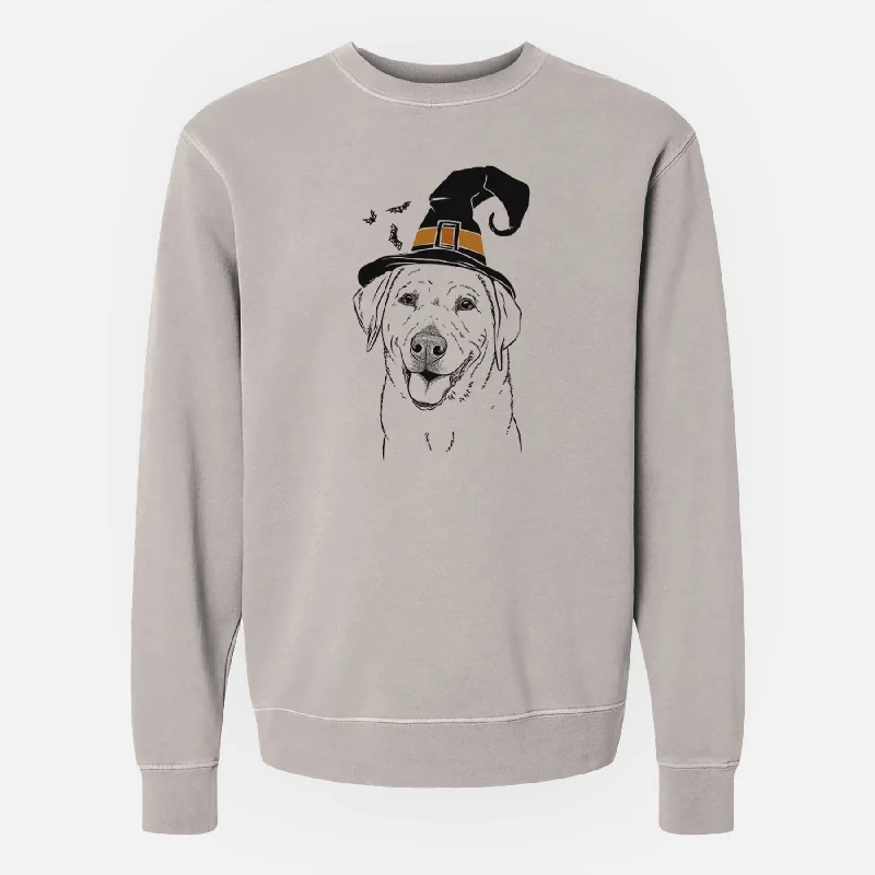 Witch Sanford the Labrador Retriever - Unisex Pigment Dyed Crew Sweatshirt Hoodie with Hem Elastic Stretchable Comfortable Witch Sanford the Labrador Retriever - Unisex Pigment Dyed Crew Sweatshirt Hoodie with Hem Elastic Stretchable Comfortable