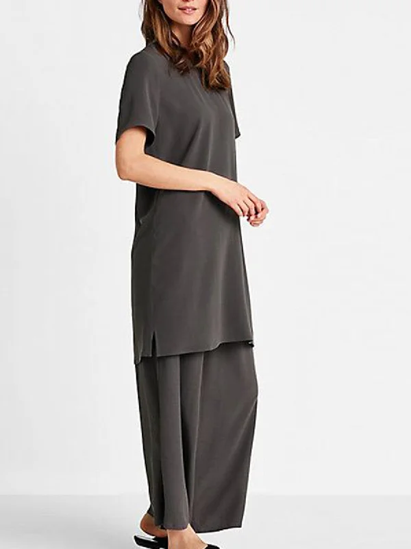 Round Neck Short Sleeve Trousers Loose Suit Trousers Review Highly