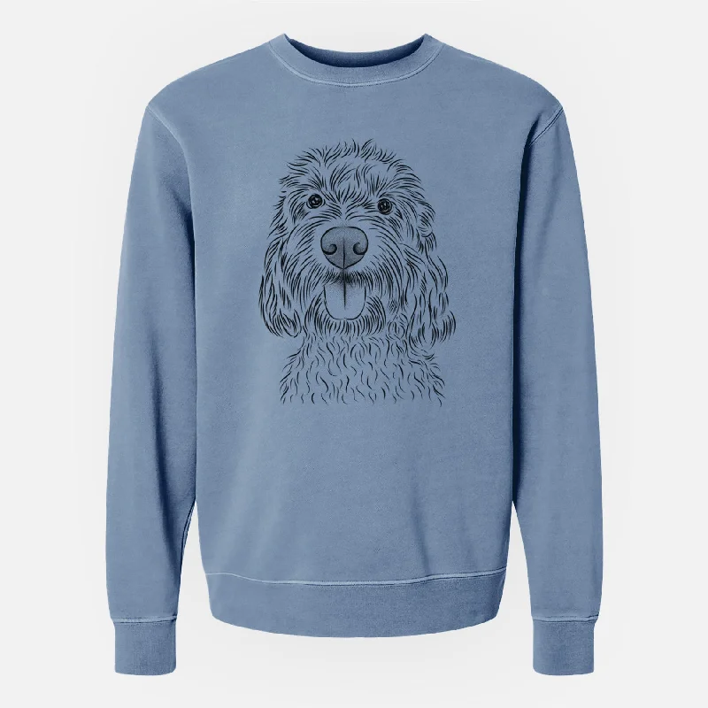 Bare Clover the Cockapoo - Unisex Pigment Dyed Crew Sweatshirt Hoodie with Illustration Artistic Creative