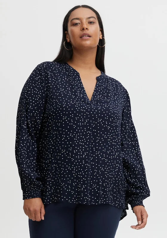 Fransa Polka Dot Blouse, Navy Blazer Women's Luxurious Jacket