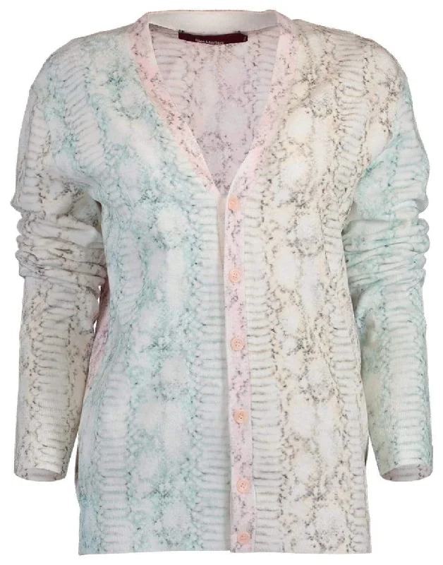 Keleta Snake Print Cardigan Front Pockets Side Pockets Patch Pockets