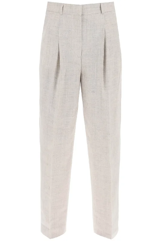 Toteme tailored trousers with double pleat 234 WRB847 FB0109 OAT MELANGE Trousers Elastic Waist Soft Toteme tailored trousers with double pleat 234 WRB847 FB0109 OAT MELANGE Trousers Elastic Waist Soft