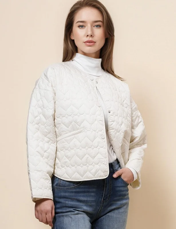 Ladies Heart Cotton Padded Round Neck Jacket SKT4956 Mesh Jacket Canvas Jacket Denim Jacket