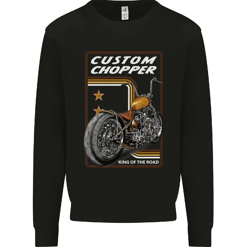 Biker Custom Chopper Motorbike Motorcycle Mens Sweatshirt Jumper Hoodie with Cuffed Sleeves Snug Secure