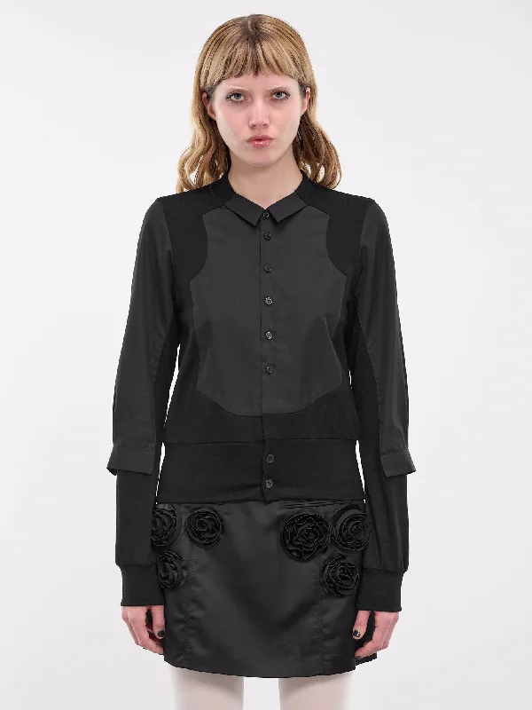 Hybrid Shirt Cardigan (3N-B008-051-BLACK) Zippered Buttoned Snapped