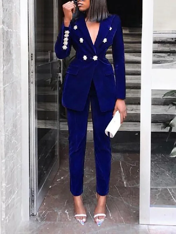 Wjczt Elegant Two-pieces Women Blazer Suit Casual Streetwear Suits Female Blazer Set Chic Office Ladies Women Coat Suit blue Women's Vintage Jacket Wjczt Elegant Two-pieces Women Blazer Suit Casual Streetwear Suits Female Blazer Set Chic Office Ladies Women Coat Suit blue Women's Vintage Jacket