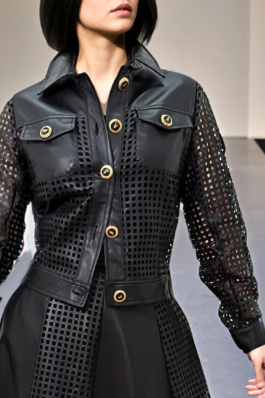 T80145A JACKET TOP Snapped Jacket Toggled Jacket Drawstring Jacket