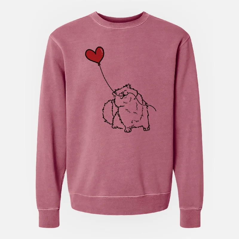 Persian Cat Heart String - Unisex Pigment Dyed Crew Sweatshirt Hoodie with Distressed Vintage Worn