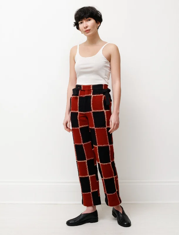 Blanket Stitch Quilt Trousers Trousers Flared Retro