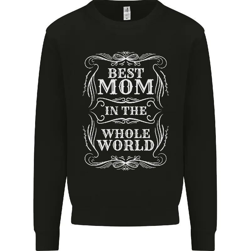 Best Mom in the World Mothers Day Mens Sweatshirt Jumper Hoodie with Rolled Sleeves Casual Relaxed