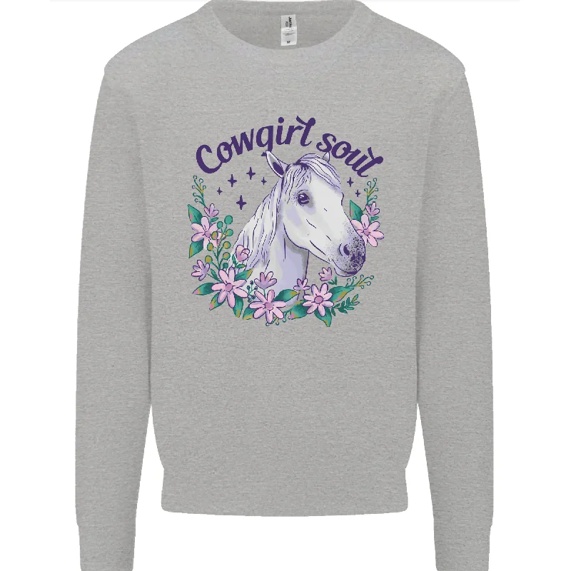 Cowgirl Soul Equestrian Horse Mens Sweatshirt Jumper Hoodie with Lace Feminine Delicate Cowgirl Soul Equestrian Horse Mens Sweatshirt Jumper Hoodie with Lace Feminine Delicate