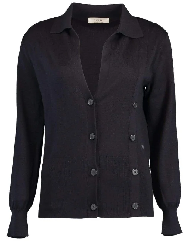 Midnight Double Button Cardigan Wool Fabric Cashmere Fabric Tweed Fabric