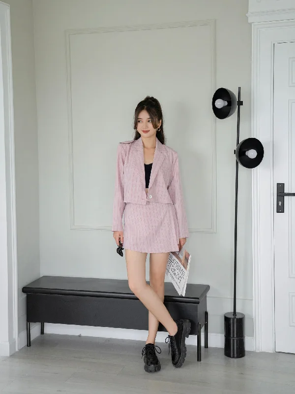 Esther Pink Blazer Top and Mini Skirt - Gu Fashion | Vietnam Fashion Women's Vintage Jacket Esther Pink Blazer Top and Mini Skirt - Gu Fashion | Vietnam Fashion Women's Vintage Jacket