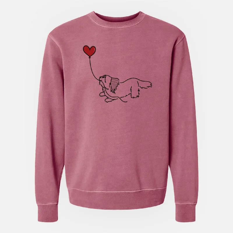 Skye Terrier Heart String - Unisex Pigment Dyed Crew Sweatshirt Hoodie with Button Placket Classic Preppy