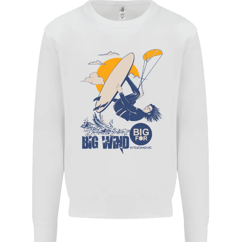 Big Wind Kiteboarding Kiteboard Mens Sweatshirt Jumper Hoodie with Monochrome Minimalist Simple