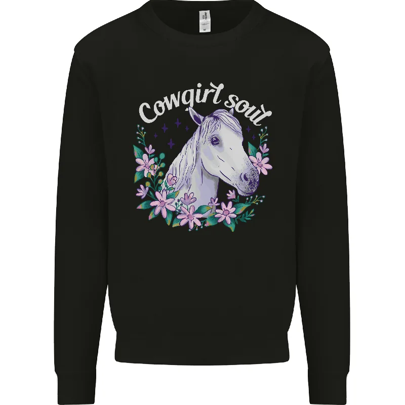 Cowgirl Soul Equestrian Horses Mens Sweatshirt Jumper Hoodie with Gradient Ombre Colorful Cowgirl Soul Equestrian Horses Mens Sweatshirt Jumper Hoodie with Gradient Ombre Colorful