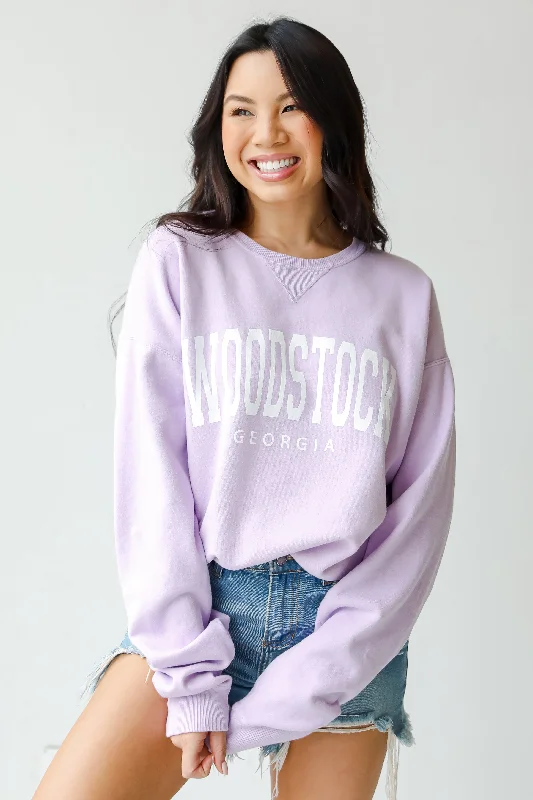 Lavender Woodstock Georgia Sweatshirt Hooded Sweatshirt Casual Wear Street Style
