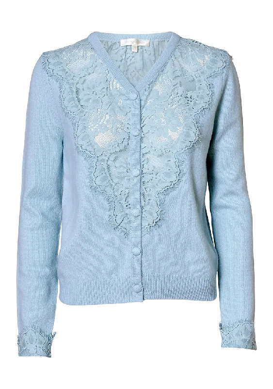Blue Vesper Brandie Cardigan Cable Knit Ribbed Knit Lace Knit