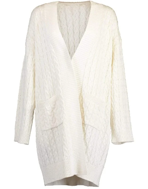 White Mirna Cardigan Oversized Loose Flowy