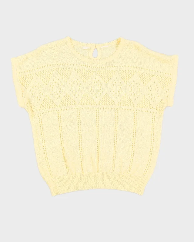 Vintage Butter Yellow Knit Top - L Elegant Knit Top