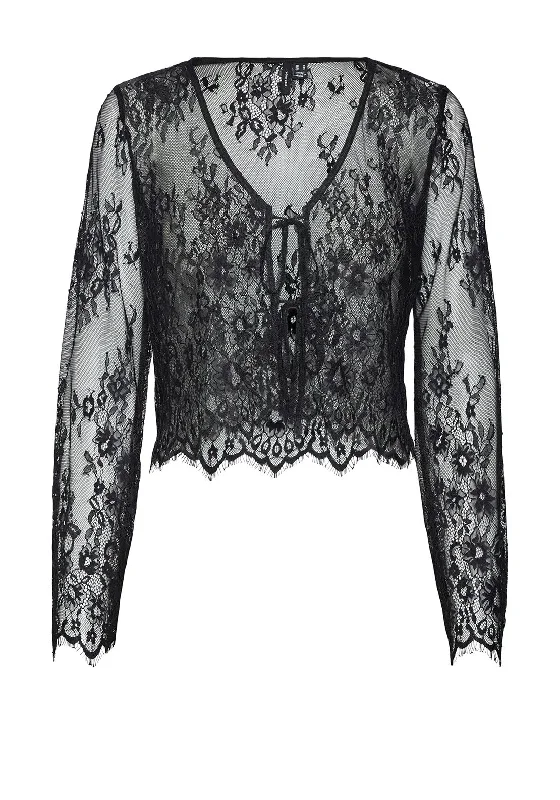 Vero Moda Shea Lace Cardigan, Black Rayon Fabric Velvet Fabric Corduroy Fabric