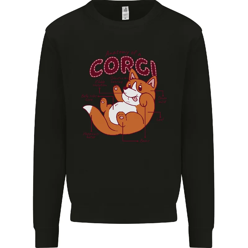 Corgi Anatomy Dog Mens Sweatshirt Jumper Hoodie with Half-Zip Sporty Casual