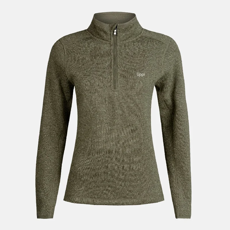 Poleron Mujer Coronado Therm-Pro Pullover Melange Verde Oscuro Lippi Lantern Sleeve Elegant