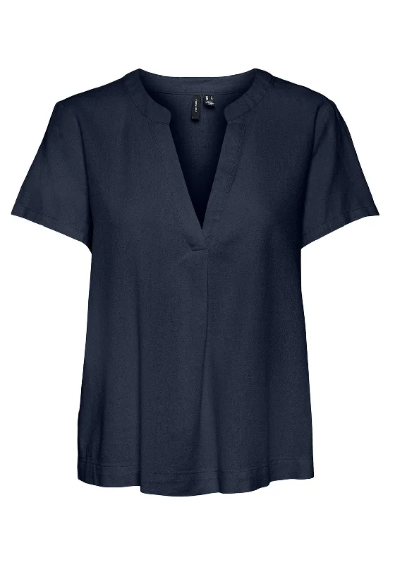 Vero Moda My Mila V Neck Blouse, Navy Blazer Women's High-End Blazer