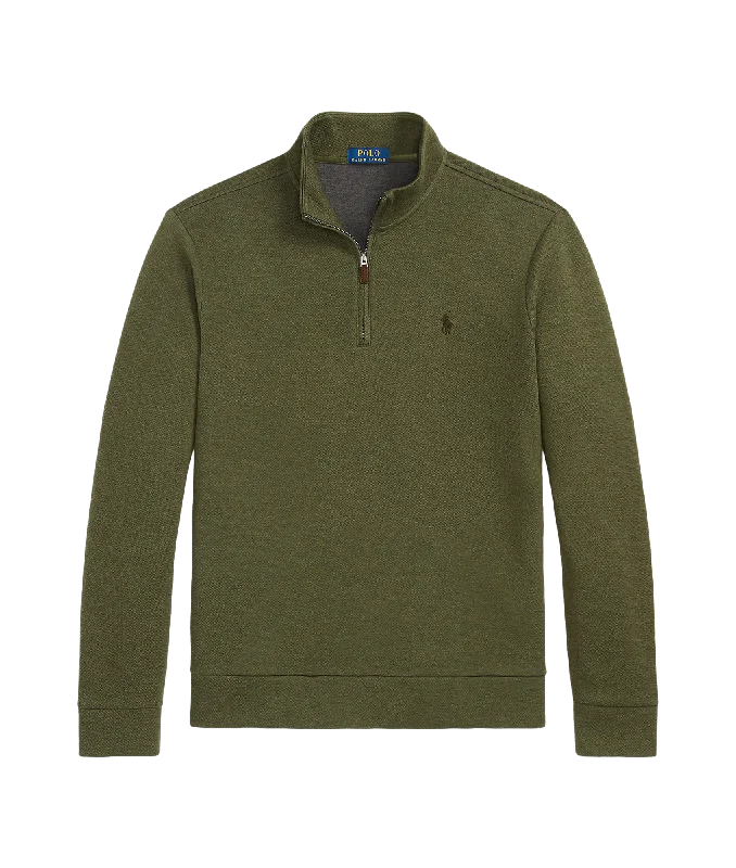 Double-knit Mesh Quarter-zip Pullover - Green Bishop Sleeve Elegant