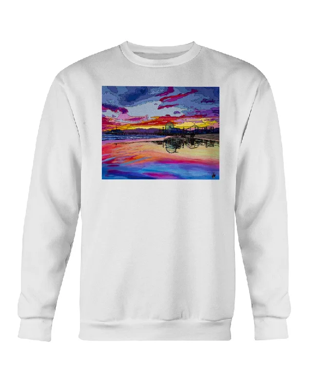 Santa Monica Pier 2 - Crewneck Sweatshirt Hoodie with Drawcord Adjustable Secure