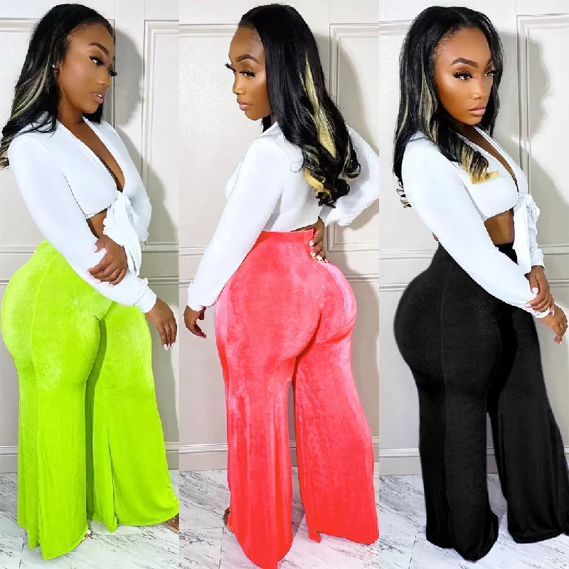 OUDINA Women's Velvet Casual Pant Trousers High Stretch Fashion Solid Color Pants Wide Leg Pants Women Trousers trendy modern OUDINA Women's Velvet Casual Pant Trousers High Stretch Fashion Solid Color Pants Wide Leg Pants Women Trousers trendy modern