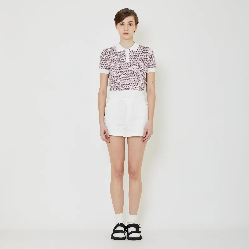 Women Monogram Polo Knit Top - Dusty Purple - SW2401005A Ash Gray Knit Top