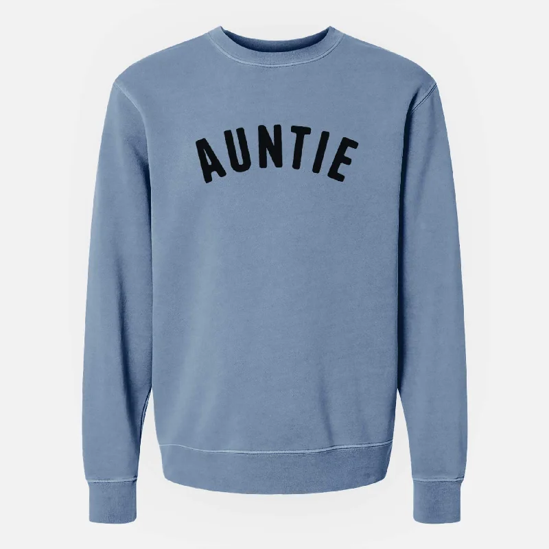 Auntie - Articulate Collection - Unisex Pigment Dyed Crew Sweatshirt Hoodie with Applique Textured Unique